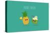 Funny Tropical Fruits. Pineapple and Coconut. Friend Forever.-Serbinka-Stretched Canvas