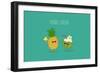 Funny Tropical Fruits. Pineapple and Coconut. Friend Forever.-Serbinka-Framed Art Print