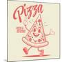 Funny Walking Cartoon Pizza in Retro Style-shock77-Mounted Photographic Print