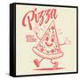 Funny Walking Cartoon Pizza in Retro Style-shock77-Framed Stretched Canvas