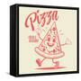 Funny Walking Cartoon Pizza in Retro Style-shock77-Framed Stretched Canvas