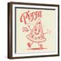 Funny Walking Cartoon Pizza in Retro Style-shock77-Framed Photographic Print