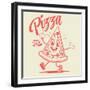 Funny Walking Cartoon Pizza in Retro Style-shock77-Framed Photographic Print