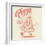 Funny Walking Cartoon Pizza in Retro Style-shock77-Framed Photographic Print