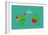 Funny Watermelon Eating a Piece of Watermelon. Hello Summer. Use for Card, Poster, Banner, Web Desi-Serbinka-Framed Art Print