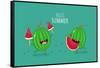 Funny Watermelon Eating a Piece of Watermelon. Hello Summer. Use for Card, Poster, Banner, Web Desi-Serbinka-Framed Stretched Canvas