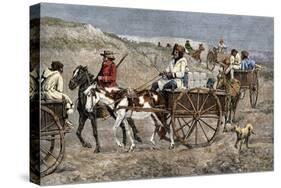 Fur Train from the North Arriving at a Canadian Trading Post, 1800s-null-Stretched Canvas