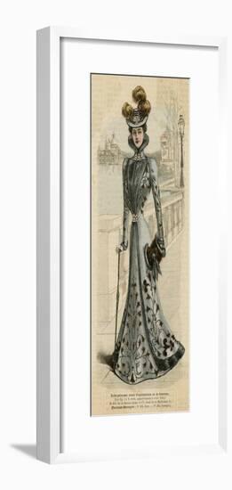 Fur Trim Gown 1899-null-Framed Art Print