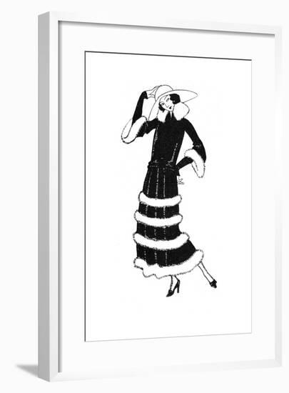 Fur Trimmed Frock 1923-null-Framed Giclee Print