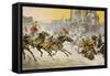 Furious Roman Chariot Race in Progress-V. Checa-Framed Stretched Canvas