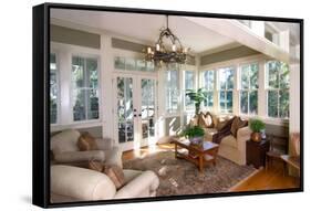Furnished Sunroom with Large Windows and Glass Doors-Wollwerth Imagery-Framed Stretched Canvas