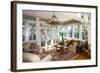 Furnished Sunroom with Large Windows and Glass Doors-Wollwerth Imagery-Framed Photographic Print