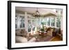 Furnished Sunroom with Large Windows and Glass Doors-Wollwerth Imagery-Framed Photographic Print