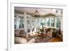 Furnished Sunroom with Large Windows and Glass Doors-Wollwerth Imagery-Framed Photographic Print