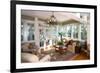 Furnished Sunroom with Large Windows and Glass Doors-Wollwerth Imagery-Framed Photographic Print