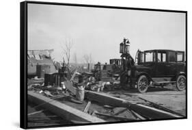 Furniture and Debris Scattered by Tornado-null-Framed Stretched Canvas