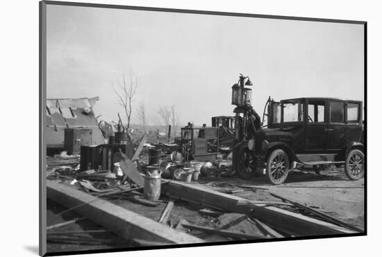 Furniture and Debris Scattered by Tornado-null-Mounted Photographic Print