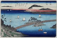 One of the Eight Views of Lake Biwa, Showing Boats Sailing and a Bridge-Fusatane-Stretched Canvas