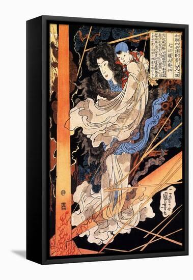 Fusehime Saving Inue Shimbyoe Masahi from a Thunderboit-Kuniyoshi Utagawa-Framed Stretched Canvas