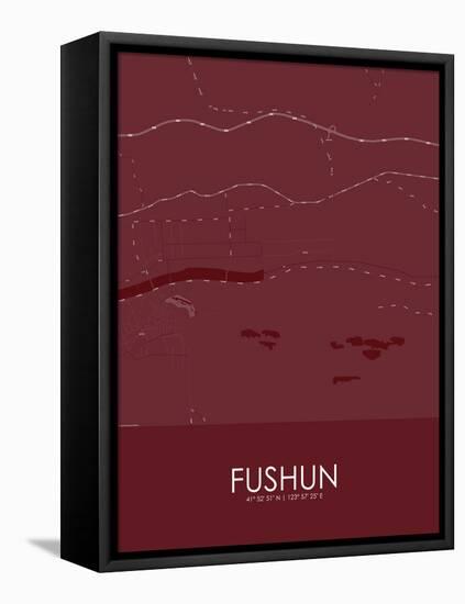 Fushun, China Red Map-null-Framed Stretched Canvas