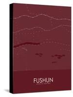 Fushun, China Red Map-null-Stretched Canvas