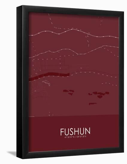 Fushun, China Red Map-null-Framed Poster