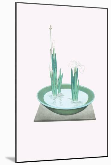 Futoi & Hanashobu (Scirpus & Iris) In a Tenryuji-Celadon Basin-Josiah Conder-Mounted Art Print