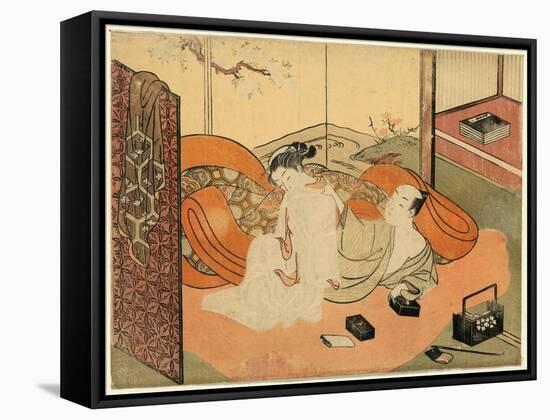 Futon No Naka No Yujo to Kyaku-Suzuki Harunobu-Framed Stretched Canvas