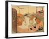 Futon No Naka No Yujo to Kyaku-Suzuki Harunobu-Framed Giclee Print