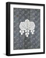 Futonji Bedspread with Paper Fan Motifs-null-Framed Giclee Print