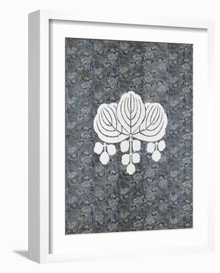 Futonji Bedspread with Paper Fan Motifs-null-Framed Giclee Print