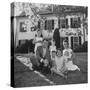 Future Atty. Gen. Robert Kennedy Posing with Wife and Children in Front of Their Hickory Hill Home-Paul Schutzer-Stretched Canvas