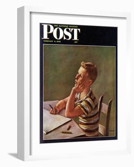 "Future Author," Saturday Evening Post Cover, February 9, 1946-Alexander Brook-Framed Giclee Print