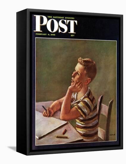 "Future Author," Saturday Evening Post Cover, February 9, 1946-Alexander Brook-Framed Stretched Canvas