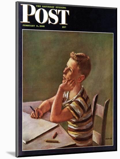 "Future Author," Saturday Evening Post Cover, February 9, 1946-Alexander Brook-Mounted Giclee Print