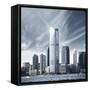 Future City - New York Skyline-dellm60-Framed Stretched Canvas
