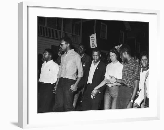 Future Congressman John Lewis Linking Hands with Fellow Civil Rights Activists in Protest March-Francis Miller-Framed Premium Photographic Print