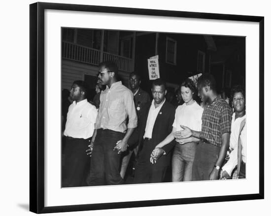 Future Congressman John Lewis Linking Hands with Fellow Civil Rights Activists in Protest March-Francis Miller-Framed Premium Photographic Print