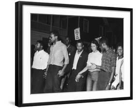 Future Congressman John Lewis Linking Hands with Fellow Civil Rights Activists in Protest March-Francis Miller-Framed Premium Photographic Print