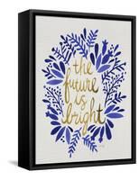 Future is Bright - Navy and Gold-Cat Coquillette-Framed Stretched Canvas