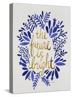 Future is Bright - Navy and Gold-Cat Coquillette-Stretched Canvas