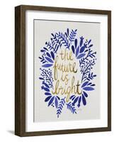 Future is Bright - Navy and Gold-Cat Coquillette-Framed Art Print