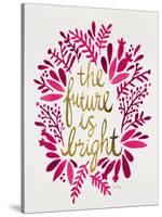 Future is Bright - Pink and Gold-Cat Coquillette-Stretched Canvas