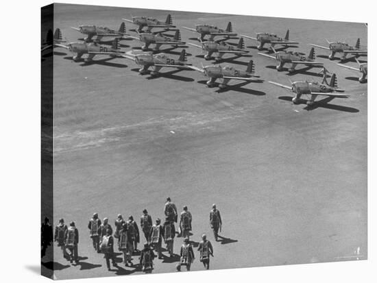 Future Us Army Fliers Heading For Their Ryan Training Planes at Air Training Base-George Strock-Stretched Canvas