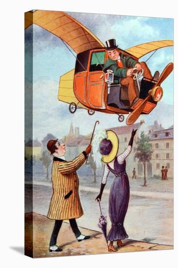Futurist Flying Taxi C1910-Chris Hellier-Stretched Canvas