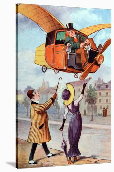 Futurist Flying Taxi C1910-Chris Hellier-Stretched Canvas