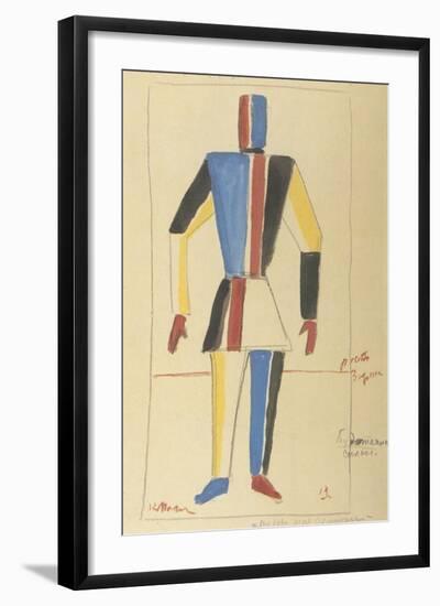 Futurist Strongman, Costume Design for the Opera Victory over the Sun after A. Kruchenykh-Kasimir Severinovich Malevich-Framed Giclee Print