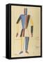 Futurist Strongman, Costume Design for the Opera Victory over the Sun after A. Kruchenykh-Kasimir Severinovich Malevich-Framed Stretched Canvas