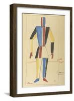 Futurist Strongman, Costume Design for the Opera Victory over the Sun after A. Kruchenykh-Kasimir Severinovich Malevich-Framed Giclee Print