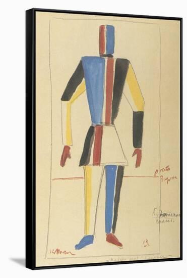 Futurist Strongman, Costume Design for the Opera Victory over the Sun after A. Kruchenykh-Kasimir Severinovich Malevich-Framed Stretched Canvas